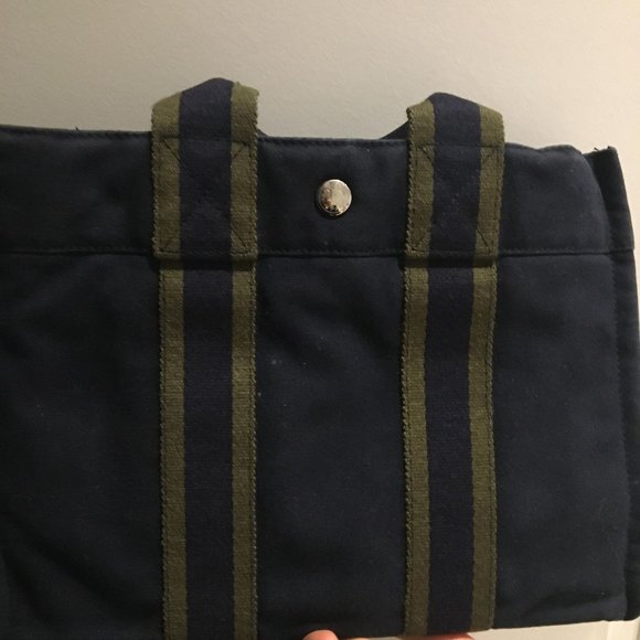 Hermes Blue Canvas Fabric Fourre Tout TPM France - Picture 11 of 11